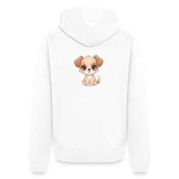 Süßer Welpen Charme - Unisex Premium Bio Zip Hoodie - Weiß - Hinten - Thijin (182cm)