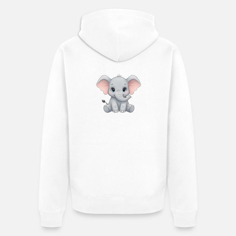 Dessin animé câlin bébé éléphant - Veste à capuche bio Premium Unisexe - blanc