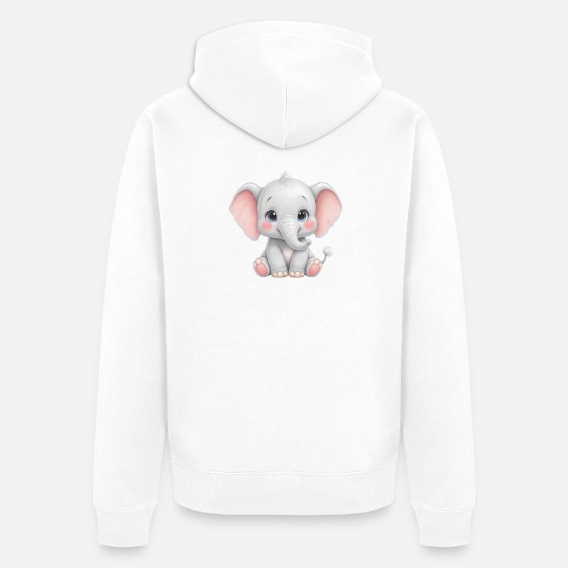 Dessin animé câlin bébé éléphant - Veste à capuche bio Premium Unisexe - blanc