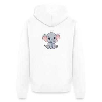 Kuscheliges Elefantenbaby Cartoon - Unisex Premium Bio Zip Hoodie - Weiß - Hinten - Thijin (182cm)