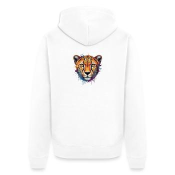 Bunter Leopard – Moderne Tier Illustration - Unisex Premium Bio Zip Hoodie - Weiß - Hinten - Thijin (182cm)