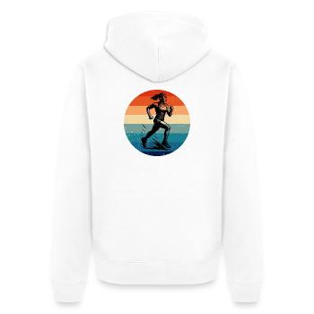 Classic running motif - Unisex Premium Organic Zip Hoodie - white - Back - Thijin (182cm)