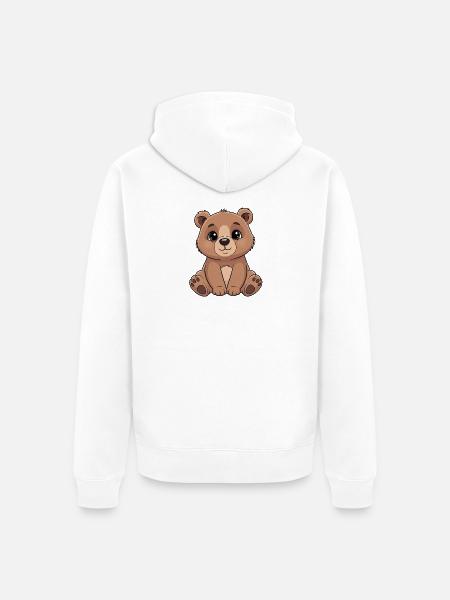 Cuddly Bear Cartoon - Cute Brown - Unisex Premium Organic Zip Hoodie - white