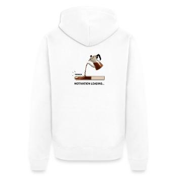 Motivation invites with coffee - Unisex Premium Organic Zip Hoodie - white - Back - Thijin (182cm)