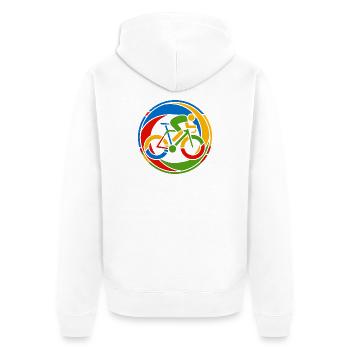 Motif artistique coloré de vélo de route - Veste à capuche bio Premium Unisexe - blanc - Dos - Thijin (182cm)