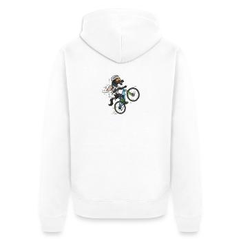 Menorca Crazy Bike T-Shirt - Unisex Premium Bio Zip Hoodie - Weiß - Hinten - Thijin (182cm)