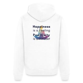 Happiness is a Feeling Positivity is a Mindset - Unisex Premium Bio Zip Hoodie - Weiß - Hinten - Thijin (182cm)