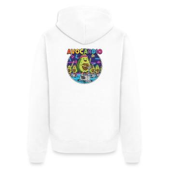 Avocardio Neon Gym-Avocado - Unisex Premium Bio Zip Hoodie - Weiß - Hinten - Thijin (182cm)