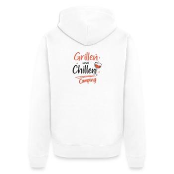 Grilling and chilling the nice man camping - Unisex Premium Organic Zip Hoodie - white - Back - Thijin (182cm)