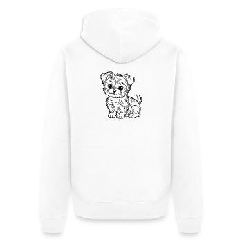 Zotteliger Welpen Linienstil - Unisex Premium Bio Zip Hoodie - Weiß - Hinten - Thijin (182cm)