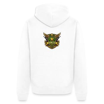 Bouclier de soldat avec étoiles et ailes - Veste à capuche bio Premium Unisexe - blanc - Dos - Thijin (182cm)