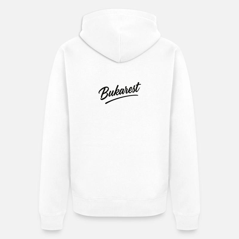 Logo vintage en écriture de Bucarest - Veste à capuche bio Premium Unisexe - blanc