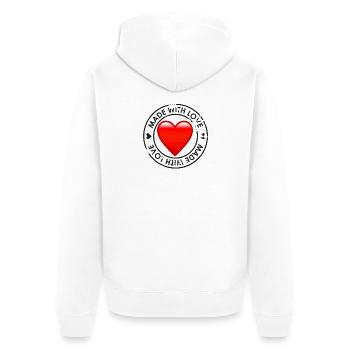 Made Whit Love - Unisex Premium Organic Zip Hoodie - white - Back - Thijin (182cm)