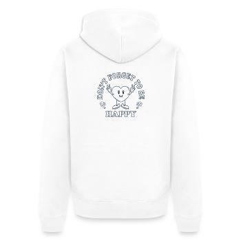 Don’t Forget to Be Happy – Positiver Spruch - Unisex Premium Bio Zip Hoodie - Weiß - Hinten - Thijin (182cm)