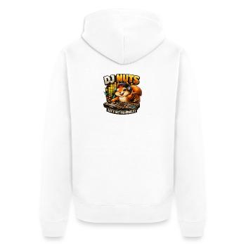 Eichhörnchen DJ Nuts süßes Squirrel lustig - Unisex Premium Bio Zip Hoodie - Weiß - Hinten - Thijin (182cm)