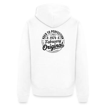 Februar 1974 – Legende der Gipfel und Berge - Unisex Premium Bio Zip Hoodie - Weiß - Hinten - Thijin (182cm)