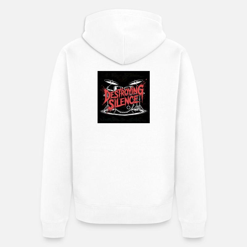 Destruction du silence Graffiti de batterie - Veste à capuche bio Premium Unisexe - blanc