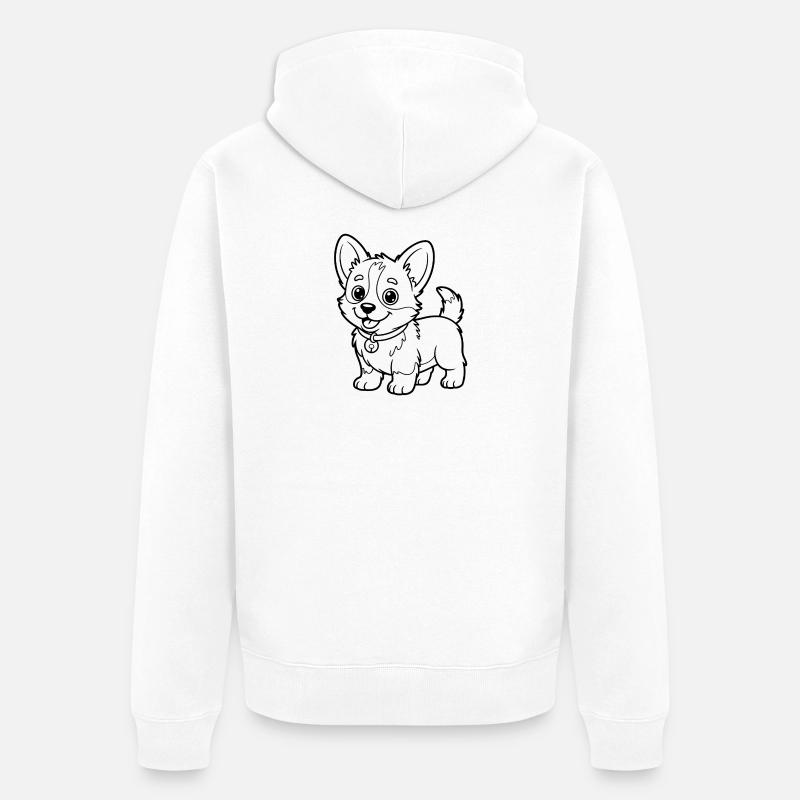 Dessin de lignes Small Chow Pup - Veste à capuche bio Premium Unisexe - blanc