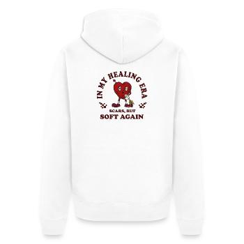 Cicatrices de l’ère de guérison du cœur en douceur - Veste à capuche bio Premium Unisexe - blanc - Dos - Thijin (182cm)