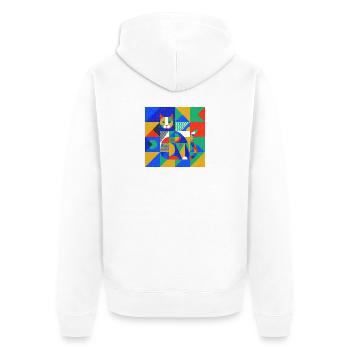 Geometrische Katzenmosaik - Unisex Premium Bio Zip Hoodie - Weiß - Hinten - Thijin (182cm)