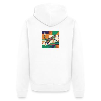 Geometrischer Tiger Farbspiel - Unisex Premium Bio Zip Hoodie - Weiß - Hinten - Thijin (182cm)