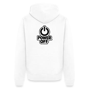 Power Off Icon Tee - Unisex Premium Organic Zip Hoodie - white - Back - Thijin (182cm)