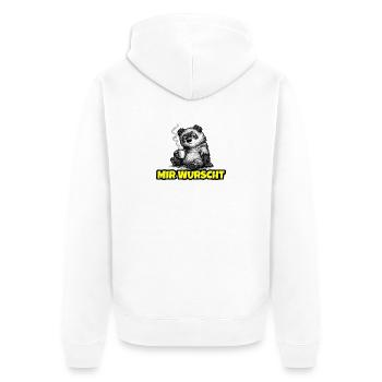 Mir wurscht – Grumpy Bär mit Kaffee (Sketch) - Veste à capuche bio Premium Unisexe - blanc - Dos - Thijin (182cm)