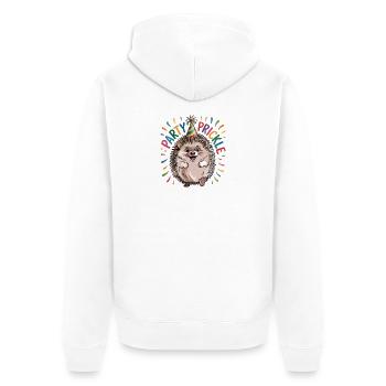 Hérisson avec chapeau de fête - Épine de fête - Veste à capuche bio Premium Unisexe - blanc - Dos - Thijin (182cm)