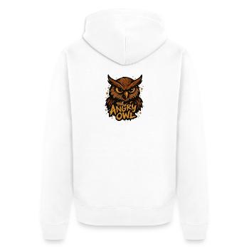 The angry owl - Unisex Premium Organic Zip Hoodie - white - Back - Thijin (182cm)