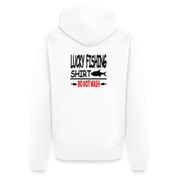 Angeln - Unisex Premium Bio Zip Hoodie - Weiß - Hinten - Thijin (182cm)