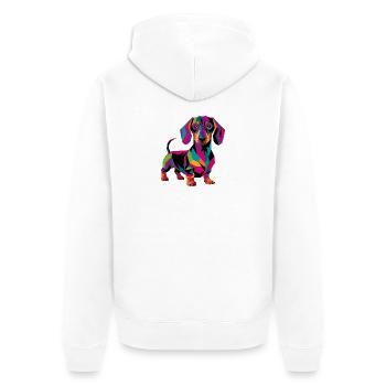 Farbenfroher geometrischer Dackelhund - Unisex Premium Bio Zip Hoodie - Weiß - Hinten - Thijin (182cm)