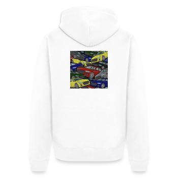Kaleidoskop Autos Farbexplosion - Unisex Premium Bio Zip Hoodie - Weiß - Hinten - Thijin (182cm)