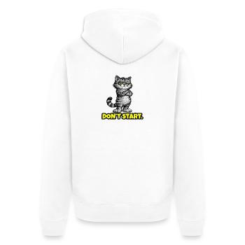 Don’t Start. – Grumpy Katze (Attitude) CAT - Unisex Premium Bio Zip Hoodie - Weiß - Hinten - Thijin (182cm)