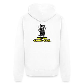 Heute nur Schwarz & Stark – Rock Waschbär - Unisex Premium Bio Zip Hoodie - Weiß - Hinten - Thijin (182cm)
