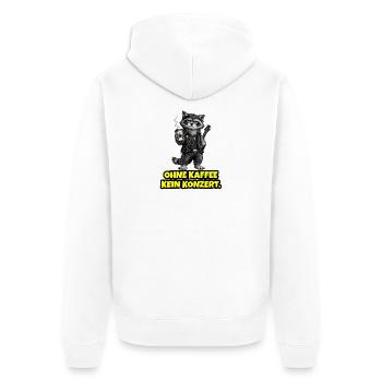 Ohne Kaffee kein Konzert – Rock Waschbär - Unisex Premium Bio Zip Hoodie - Weiß - Hinten - Thijin (182cm)