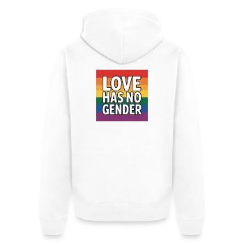 L’amour n’a pas de genre - Pride Tee - Veste à capuche bio Premium Unisexe - blanc - Dos - Thijin (182cm)