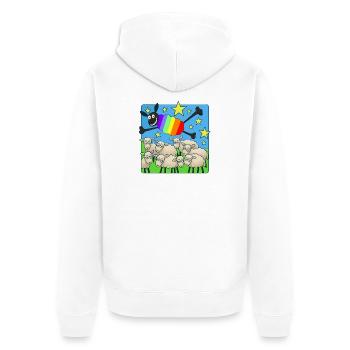 Paresseux arc-en-ciel au-dessus des moutons endormis - Veste à capuche bio Premium Unisexe - blanc - Dos - Thijin (182cm)