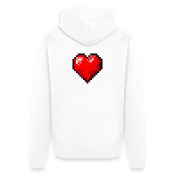 Pixel Art Retro Single Heart - Unisex Premium Organic Zip Hoodie - white - Back - Thijin (182cm)