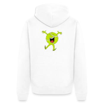 Mascotte de balle de tennis néon animée - Veste à capuche bio Premium Unisexe - blanc - Dos - Thijin (182cm)