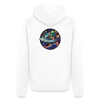 Extraterrestre cool dans un motif décapotable de divertissement spatial néon - Veste à capuche bio Premium Unisexe - blanc - Dos - Thijin (182cm)
