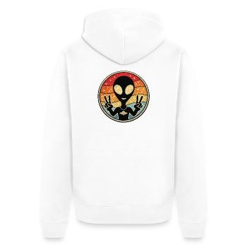 Autocollant rétro Alien Peace - Veste à capuche bio Premium Unisexe - blanc - Dos - Thijin (182cm)