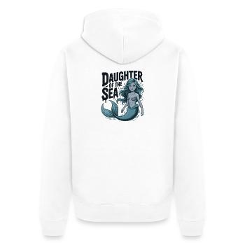 Tochter des Meeres - Unisex Premium Bio Zip Hoodie - Weiß - Hinten - Thijin (182cm)