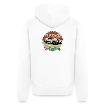 22e anniversaire - Classique - Vintage depuis 03/2004 - Veste à capuche bio Premium Unisexe - blanc - Dos - Thijin (182cm)
