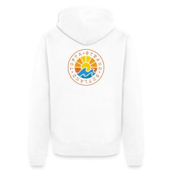 Tofta Strand Gotland, Sun and Waves - Unisex Premium Organic Zip Hoodie - white - Back - Thijin (182cm)