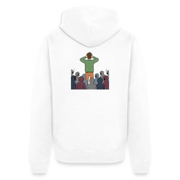 Individuum vor der Menge: sozialer Druck - Unisex Premium Bio Zip Hoodie - Weiß - Hinten - Thijin (182cm)