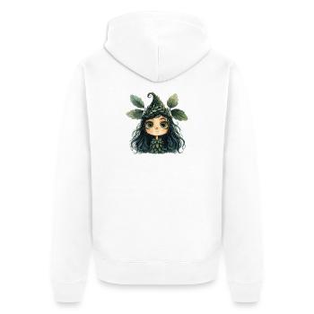 Blätterkönigin Waldwesen Waldfee - Unisex Premium Bio Zip Hoodie - Weiß - Hinten - Thijin (182cm)