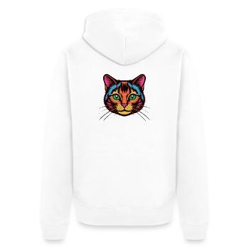 Chat coloré Pop Art Visage - Veste à capuche bio Premium Unisexe - blanc - Dos - Thijin (182cm)