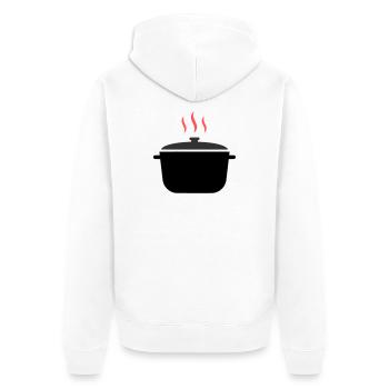 Kochtopf Dampf Kochen - Unisex Premium Bio Zip Hoodie - Weiß - Hinten - Thijin (182cm)