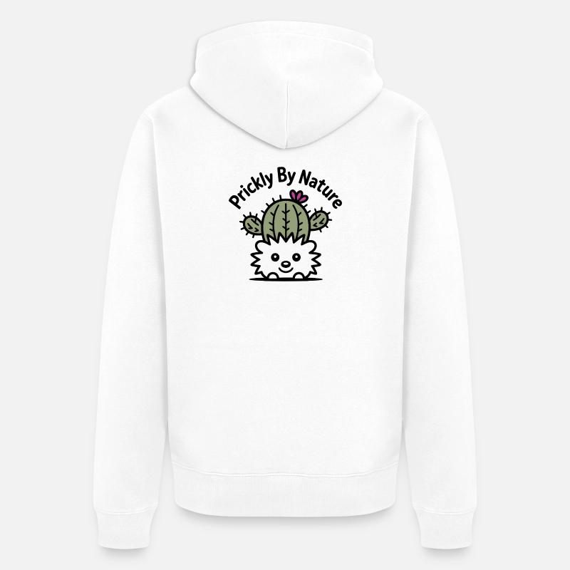 Cactus hérisson avec fleur - Veste à capuche bio Premium Unisexe - blanc