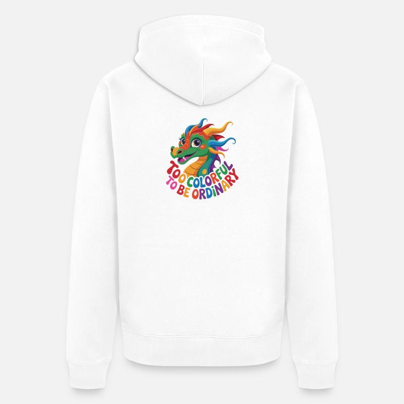 Farbenfroher eigenständiger Drache - Unisex Premium Bio Zip Hoodie - Weiß